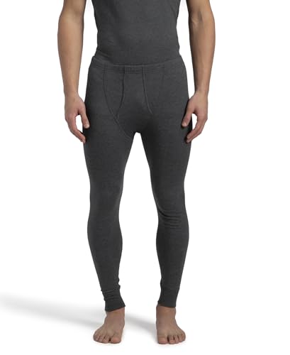 Jockey 2421 Men's Super Combed Cotton Rich Brushed Fabric Thermal Long John with StayWarm Technology_Charcoal Melange_S
