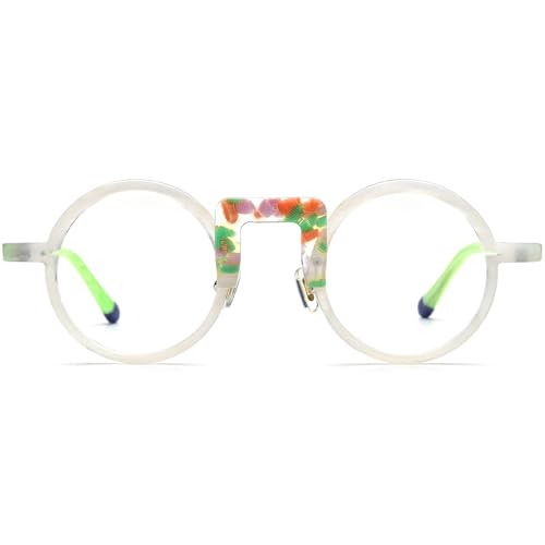 Image of HEPIDEM Multicolor Acetate Glasses Frame Men Women Round Eyeglasses Optical Spectacles 9377