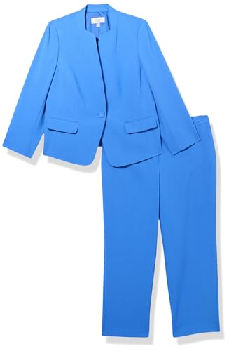 Le Suit Women's Cornflower Blazer Pant Set | Stretch Two-Piece Office Outfit in Size 16