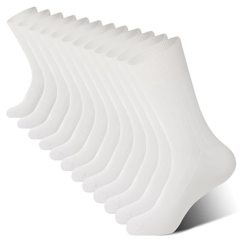Image of BAMBOO COOL Men's Crew Socks Bamboo Viscose Breathable Rib Dress Socks For Men, Casual Lightweight Comfort 6 Pack