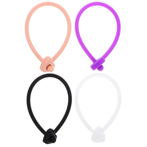 ABOOFAN Cordones Elásticos de Silicona para Cepillo de Champú 4 Piezas Piel Morado Correa Anticaídas y Antideslizante para Ducha y Baño Compatibles y Portátiles para Uso Casa