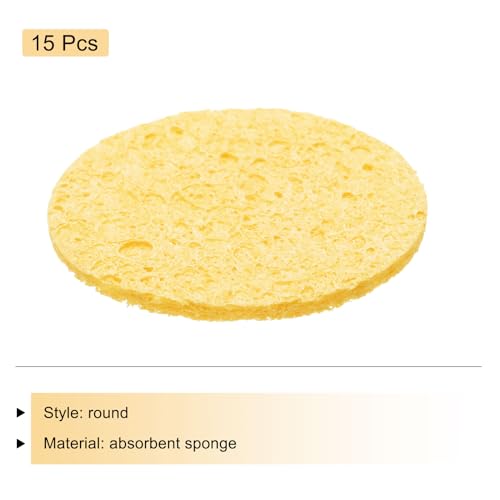 Image of MECCANIXITY 15PCS Soldering Sponge 50mm Round Deep Yellow Cleaning Pad Welding Tip Iron Replacement for Cleaning Soldering Iron 2mm Natural Thickness 11mm Water Absorption Thickness