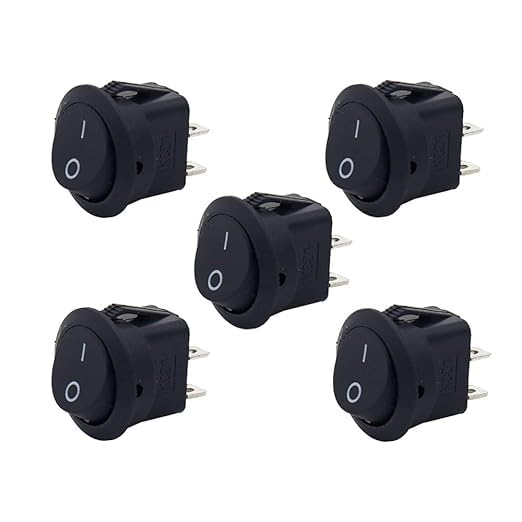 SP Electron PACK OF 5 Black SPST 2-Pin ON/Off Round Boat Rocker Switch AC 6A 250V 10A 125V