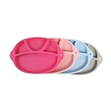 FOYTOKI 食品グレードシリコン製キッズ仕切りプレート 耐落下設計 ベビーライスホルダー付き 用割ディナートレイ お手入れ簡単 再利用可能