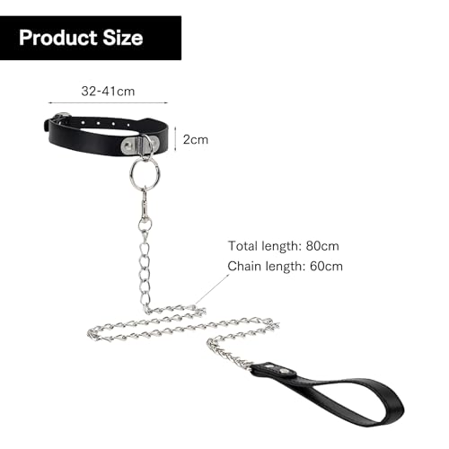 Halsband Damen für Sex, BDSM Halsbänder Leine Ketten, Fetisch Collar für Sexspielzeug & Bondage, Sexhalsbänder für Paare, Männer & Frauen (Schwarz)