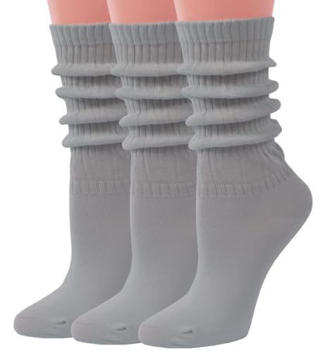 Image of Women's Ruffle Frilly Slouchy Socks, Soft Cotton Cute Solid Color Crew Socks Light Blue
