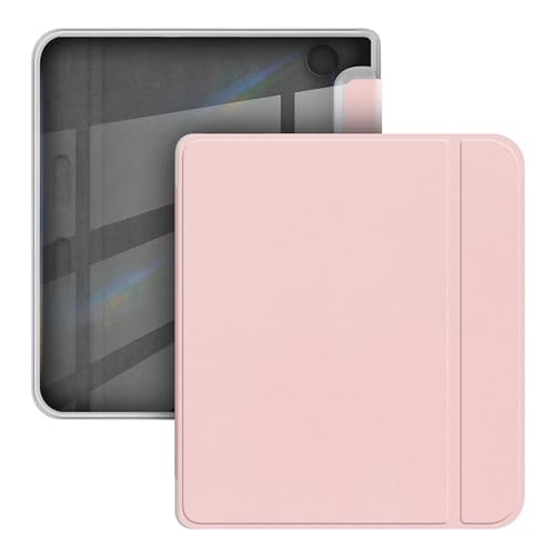 GIOPUEY Hülle Kompatibel mit Tolino Vision Color/Vision 6 Flip PU Case [PC TPU Transparente Rückseite] hautähnliche Textur - Pink