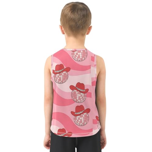 J JOYSAY Western Cowboy Cowgirl Hat Boys Tank Top Sleeveless Muscle Shirts Quick Dry Sport Active Workout Kids T-Shirts 3-15T3