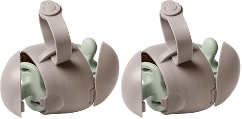 Image of Ubbi On-The-Go Dual Pacifier Holder, Keep's Baby's Binkies Clean and Accessible, Portable for Travel, Diaper Bag Accessory Must Have for Newborns, Taupe, 2-Pack