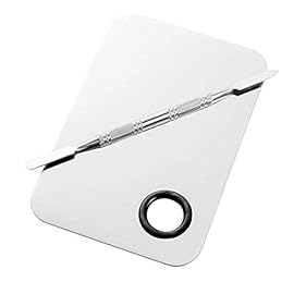 Sinen Professional Stainless Steel Makeup Palette Cosmetic Palette with Spatula Tool For Nail Art Eye Shadow Eyelash Makeup Professional Pigment Blending6 x 4 Inch Sliver