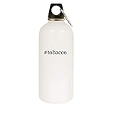 #tobacco - 20oz Hashtag Stainless Steel White Water Bottle with Carabiner, White