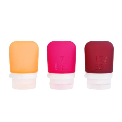 Image of humangear GoToob+ 3-Pack, Small (1.7 fl oz), Burgundy /Orange /Magenta