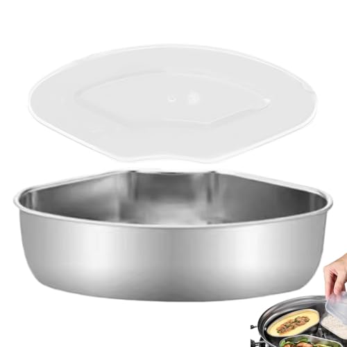 Huxibai Cesta de vapor, bandeja de vapor, parrilla de vapor en forma de abanico de acero inoxidable, herramienta de vapor para arroz, vaporera, soporte para alimentos con tapa para caja de