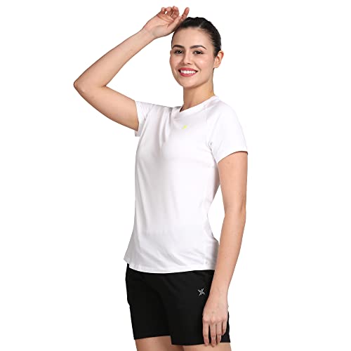 Image of Lavos Women's Regular Fit T-Shirt with Half Sleeve Round Neck, Bamboo & Cotton Gym, Yoga and Sports Wear for Women
