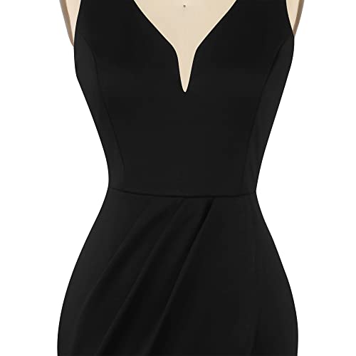 oxiuly Women's Wrap V Neck Bodycon Ruched Cocktail Party Dress Chic Church Wedding Club Pencil Dresses OX3454