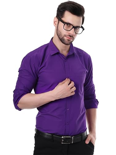 Image of XJARVIS Austin Men's Combed Cotton Shirt | Solid Plain Formal & Casual Shirt for Men | Regular Fit | Spread Collar | Full Sleeve | Office Wear Shirt with Pocket