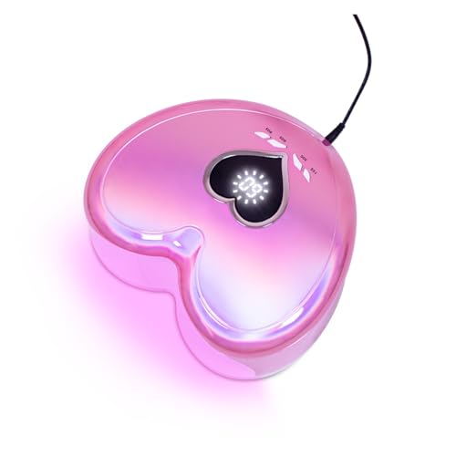 Lampara uñas LED, Lámpara LED for uñas de alta potencia, color rosa, 96 W, luz roja, con forma de corazón, for gel UV, máquina secadora de esmalte de manicura