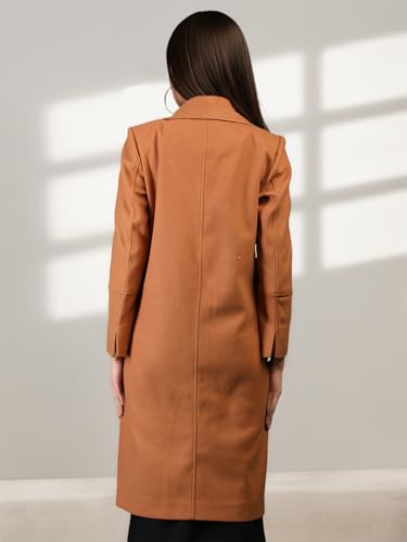 Image of CHKOKKO Women Chic Winter Coat Single Breasted | Knee Length Design with Buttoned Closure and Practical Front Side Pockets for Stylish and Comfortable Wear