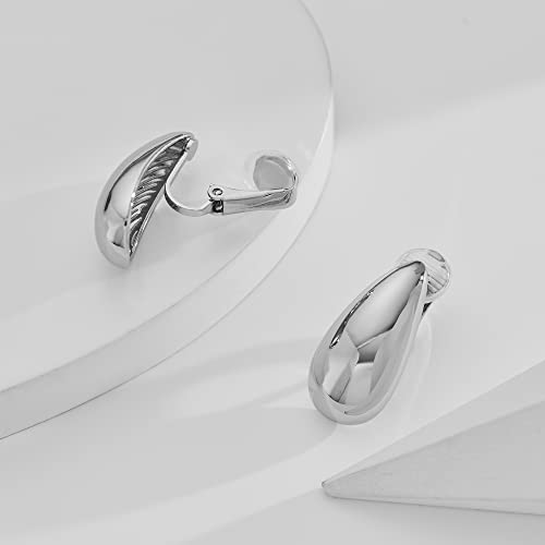Nepuloy Teardrop Clip On Earrings Sliver Drop Clip Earrings For Women Drop Dangle Earrings Fashion Jewelry Gifts For Women #TOP2