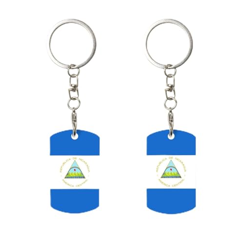 Porte-clés rectangulaire personnalisé en métal avec drapeau du Nicaragua, pour la maison, le bureau et la moto