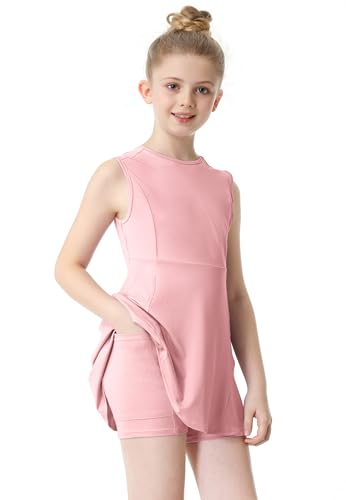 Girls Tennis Golf Pleated Dress Outfit Sleeveless Workout Athletic Dresses Tank Golf with Pockets Shorts4