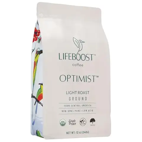 Lifeboost Coffee Light Roast Ground Coffee - Low Acid Single Origin Usda Organic Ground Coffee Beans - Non-Gmo Ground Coffee Light Roast Third Party Tested For Mycotoxins & Pesticides - 12 Ounces Cover
