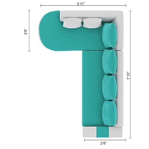 Image of Torque Christie LHS 6 Seater L Shape Sofa Set for Living Room Left Side Aqua Blue | Modern L Shape Sofa 6 Seater | Large L Shaped Sectional Sofa for Home Family Festival