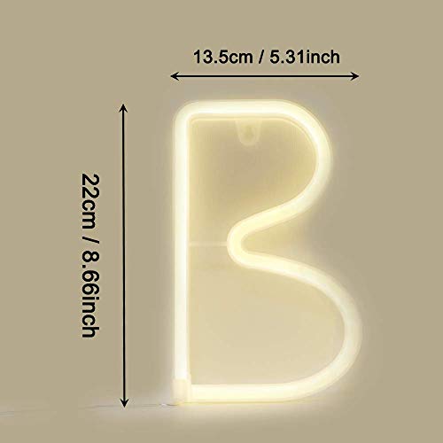 Image of LED Letter Neon Lights Neon Alphabet Sign Night Lights Neon Art Decorative Lights Best Wall Decor Light up Words for Home Bar Club Decoration Wedding Birthday Party Christmas Baby Room Living Room(B)