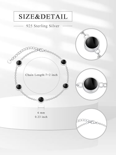Image of Dorunmo Ankle Bracelet for Women 925 Sterling Silver Natural Stone Bracelet Anklet Summer Beach Jewelry Birthday Gifts for Mom