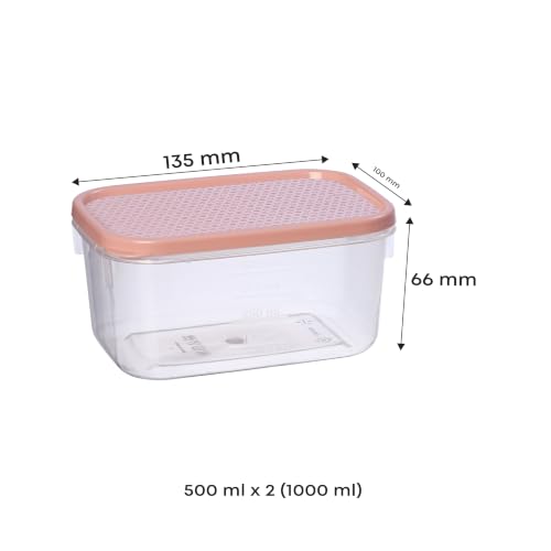 Image of All Time Polka Modular Storage Containers Set of 2 | 1000ml Each | BPA Free Airtight Food Grade Plastic Kitchen Storage Jars | Stackable Pantry Containers with Secure Lid | Color May Vary