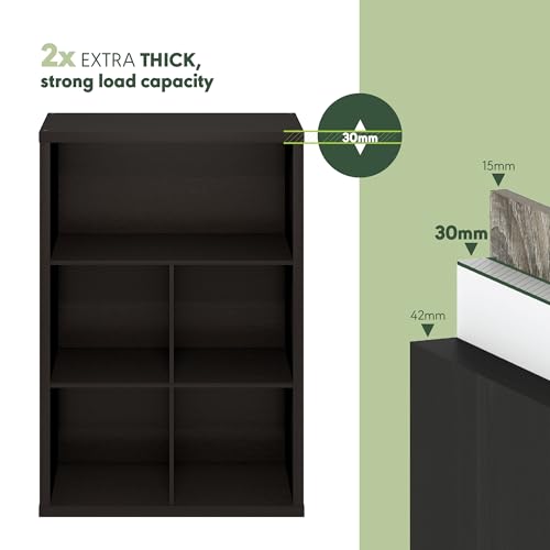 Image of Furinno Cubicle 5-Cube Book Shelf, Extra Thick Frame Bookshelf, Dark Oak | Cube Storage Organizer Bookcase with Closed Back, 15.3 x 29.9 x 43.3, for Living Room, Bedroom, Home Office