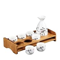 Amazon.co.jp: 酒器セット 徳利1個 ぐい呑み盃6個 トレー付き とっくり