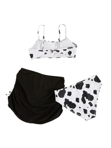 Image of Milumia Girl's 3 Piece Tie Dye Bikini Set Swimsuit with Drawstring Beach Skirt Swimwear