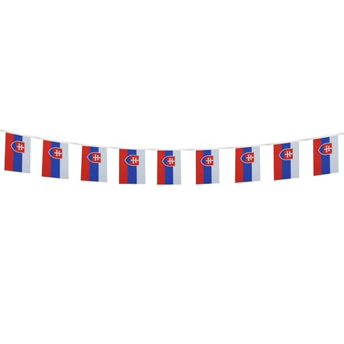 Image of AZ FLAG Slovakia 6 meters BUNTING Flag 20 flags 9'' x 6'' - Slovak STRING flags 15 x 21 cm