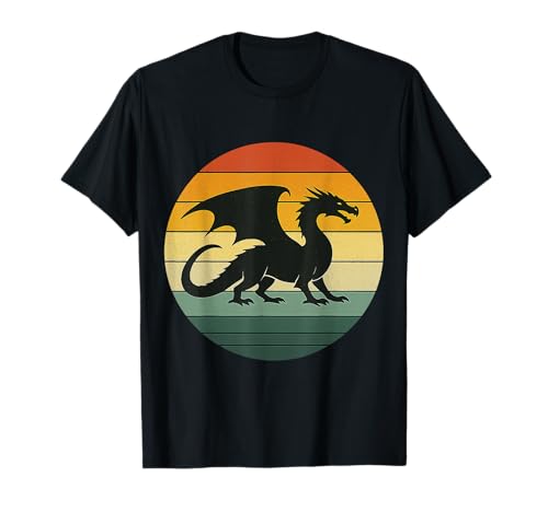 Retro Dragon Silhouette Vintage Style Art Kunst T-Shirt