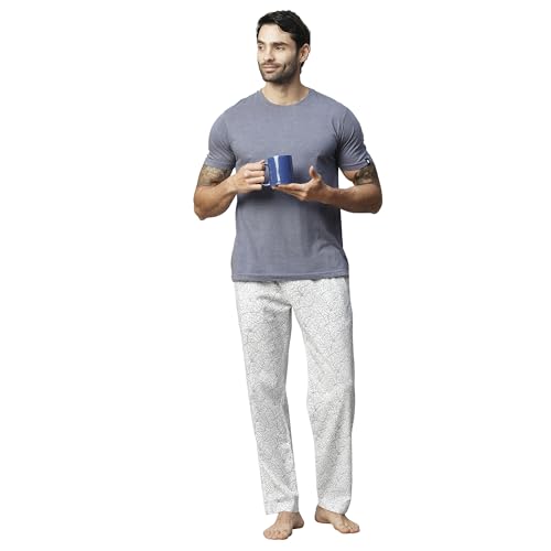 Image of Urban Scottish Men's Blue Checks Woven Cotton Pyjama with Side Pockets