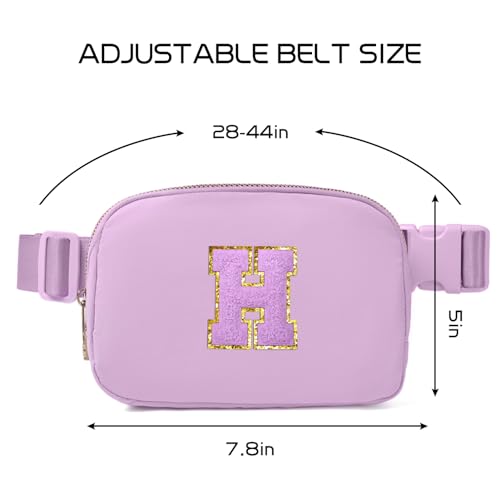 Image of Gitus Gifts for 8 9 10 11 12 Year Old Girls Belt Bag Fanny Pack Crossbody Bags with Initial Letter Patch Cute Stuff Birthday Gifts for Teen Girls Women Personalized Trend Stuff (Lavender-H)