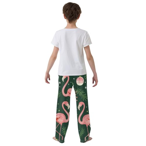 Xmas Flamingo Ball Boys Long Pants Soft Trousers Elastic Waist Kids Lounge Bottoms with Pockets S-XL3