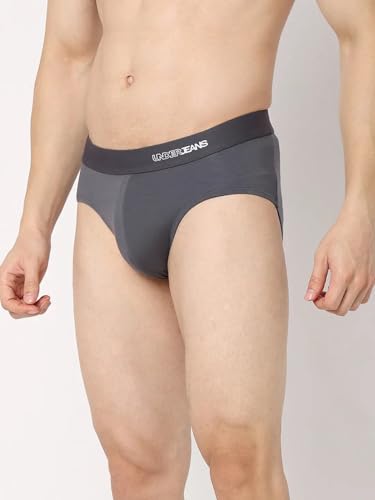 Image of Underjeans Men Premium Mid Grey Cotton Blend Regular Fit Brief