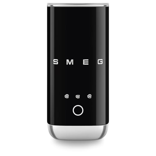 SMEG MFF02 Retro Style Mini Electric Milk Frother Automatic Hot and Cold Foam Maker for Cappuccino Latte & Specialty Coffee 500W One-Button Operation Compact Design Coffee Accessory-Black