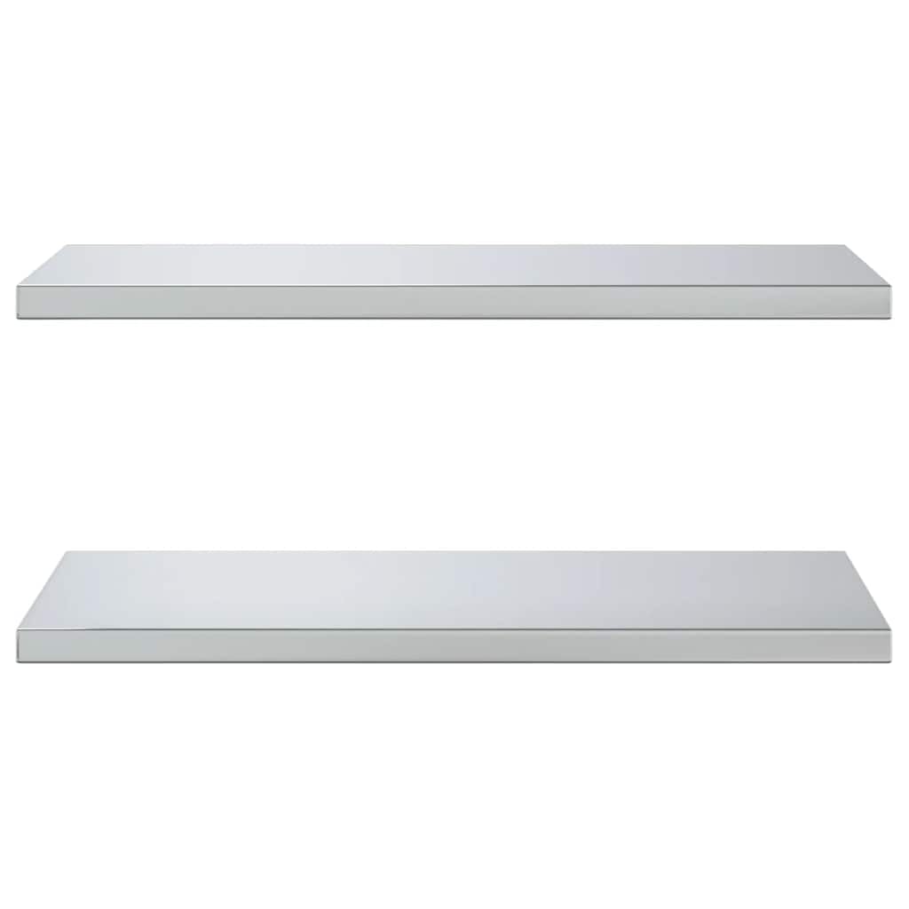 Estantes flotantes de pared de acero inoxidable, paquete de 2 unidades de 75 x 40 x 3 cm, solución de almacenamiento moderna para cocina, sala de estar, dormitorio y oficina, elegante diseño plateado