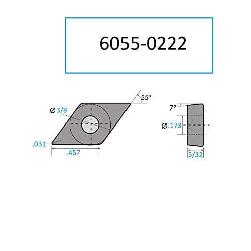 Insert carbure DCGX gauche anti-vibration pour finition de surface nette 3/8" IC