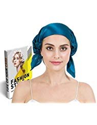 Savena 100% Mulberry Silk Night Sleeping Cap for Long Hair Bonnet Hat Smooth Soft Many Colors (Blue)