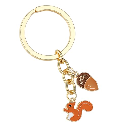 Squirrel Keychain, with Acorn, Nature-Inspired Charm Accessories for Womens Bag
