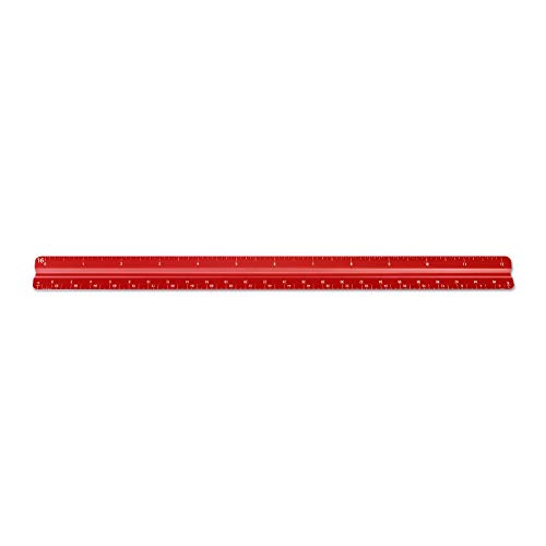 Image of Alumicolor Aluminum Combination Solid Drafting Scale, 12IN, Red