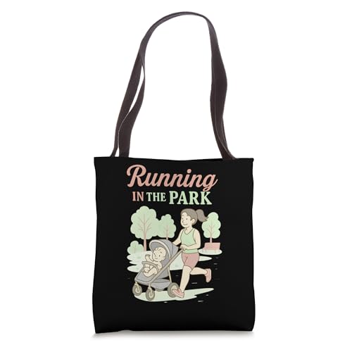 Runner With Runner Buggy Pram Mother Park Jogging Tote Bag