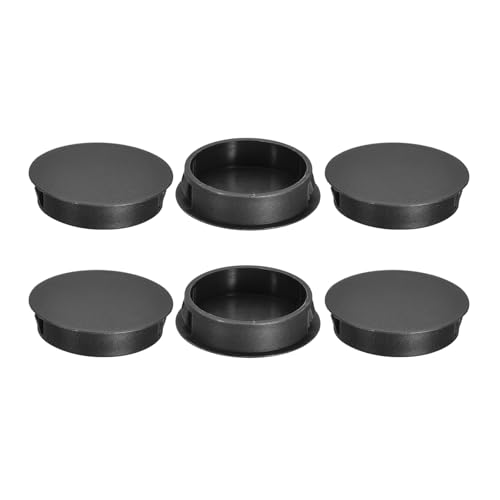 Image of uxcell 6Pcs 42mm(1-5 /8 inch) Nylon Hole Plugs, Flush Type Panel Round Snap in Fastener Knockout Locking Plugs for Furniture Insert End Caps Panels, Black