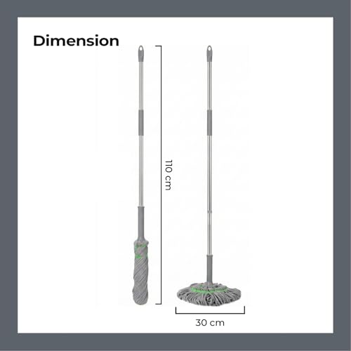 Image of Vivela Microfiber Twist Mop for Floor Cleaning | Self-Squeeze Mop with Super Absorbent Microfiber Head | Lightweight & Durable Stick | Wet & Dry Mop for Home, Kitchen & Bathroom