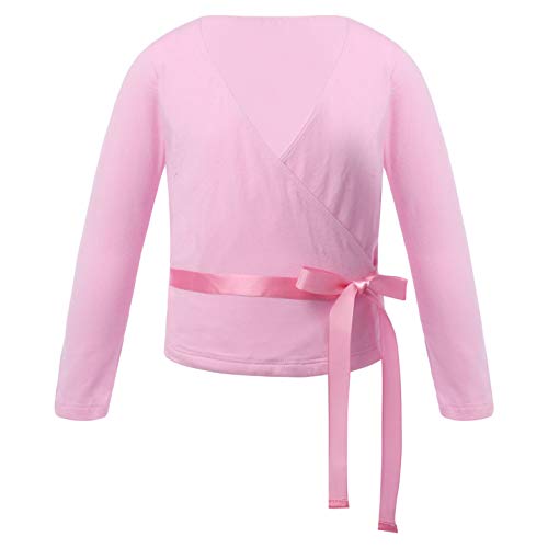 Kids Girls Classic Long Sleeve Dance Crop Tops Ballet Wrap Shrug Sweater Crossover Cardigan Sport Over Top