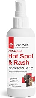 SensoVet Hot Spot & Rash Treatment Spray for Dogs & Cats - Medicated Antifungal Formula- Treats Ringworm, Yeast Infections, Acne (8 Oz)